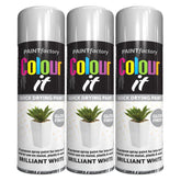 3X Paint Factory White Gloss Spray Paint 250ml Spray Paint